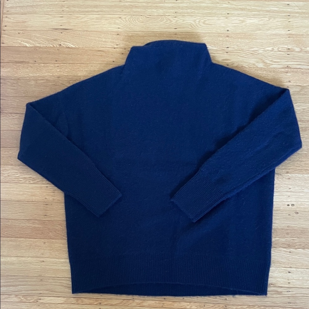 Vince Women’s Boiled Cashmere funnel neck sweater coastal blue Sz M